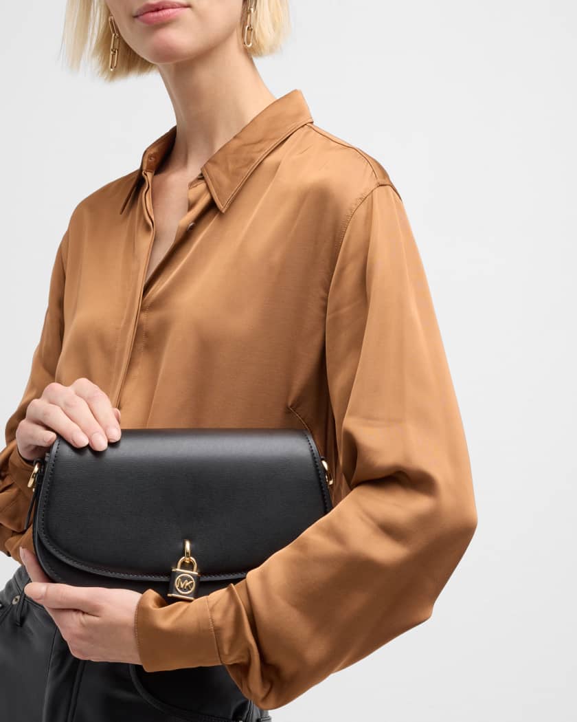 Michael Kors Mila Medium Leather Messenger Bag - Black Multi