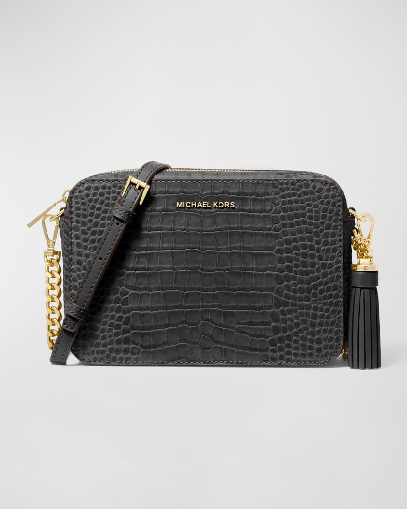 Jet Set Medium Moc Croc Camera Crossbody Bag