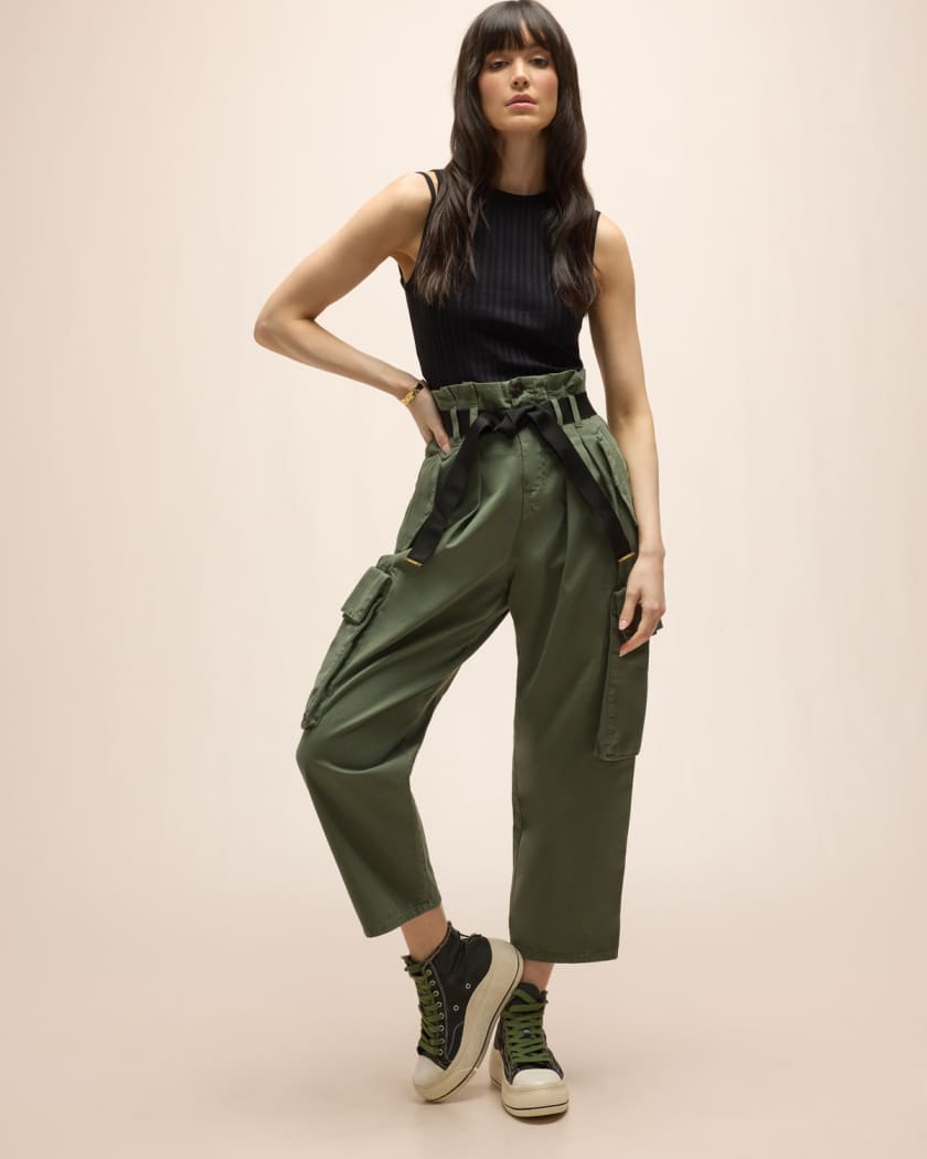 Ronfare Oversized Belted Gabardine Cargo Pants