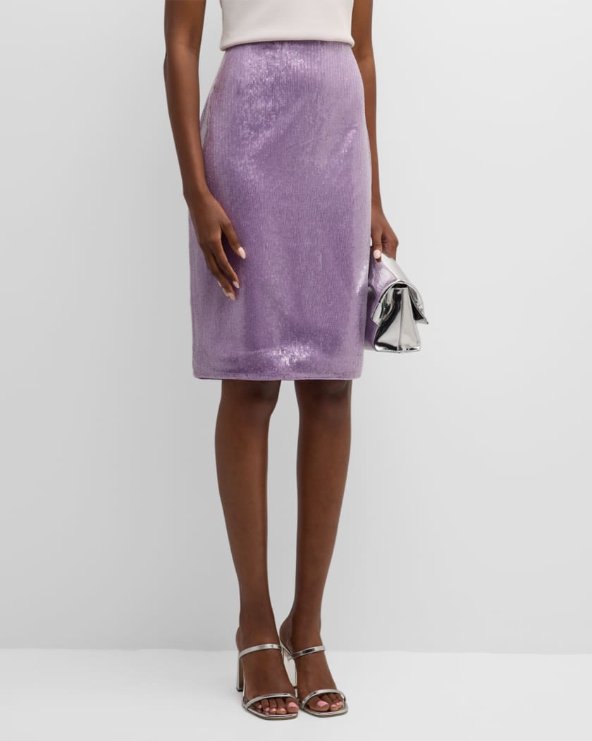 Adley Straight Sequin Midi Skirt