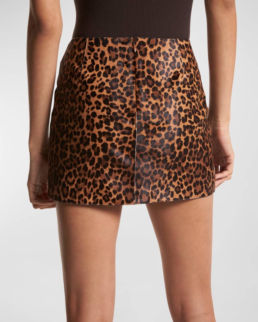 Michael Kors Collection Leopard Print Cowhide Mini Skirt Neiman