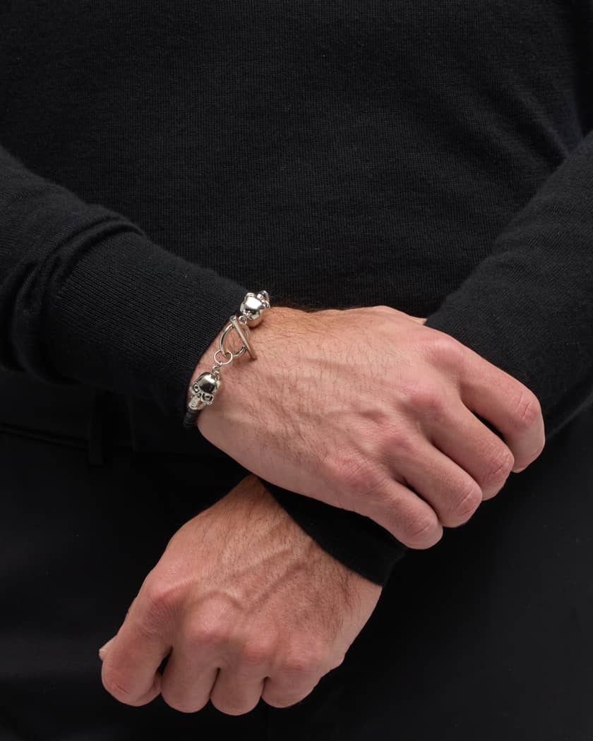Alexander mcqueen thin twin skull bracelet sale