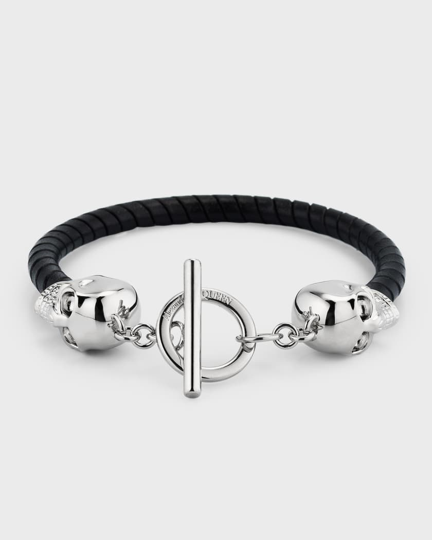 Alexander McQueen Black Cord Skull Bracelet 'Natural/A Silve'  RvceShops -  7058461AAIK8560 - Alexander McQueen MEN SHOES TRAINERS