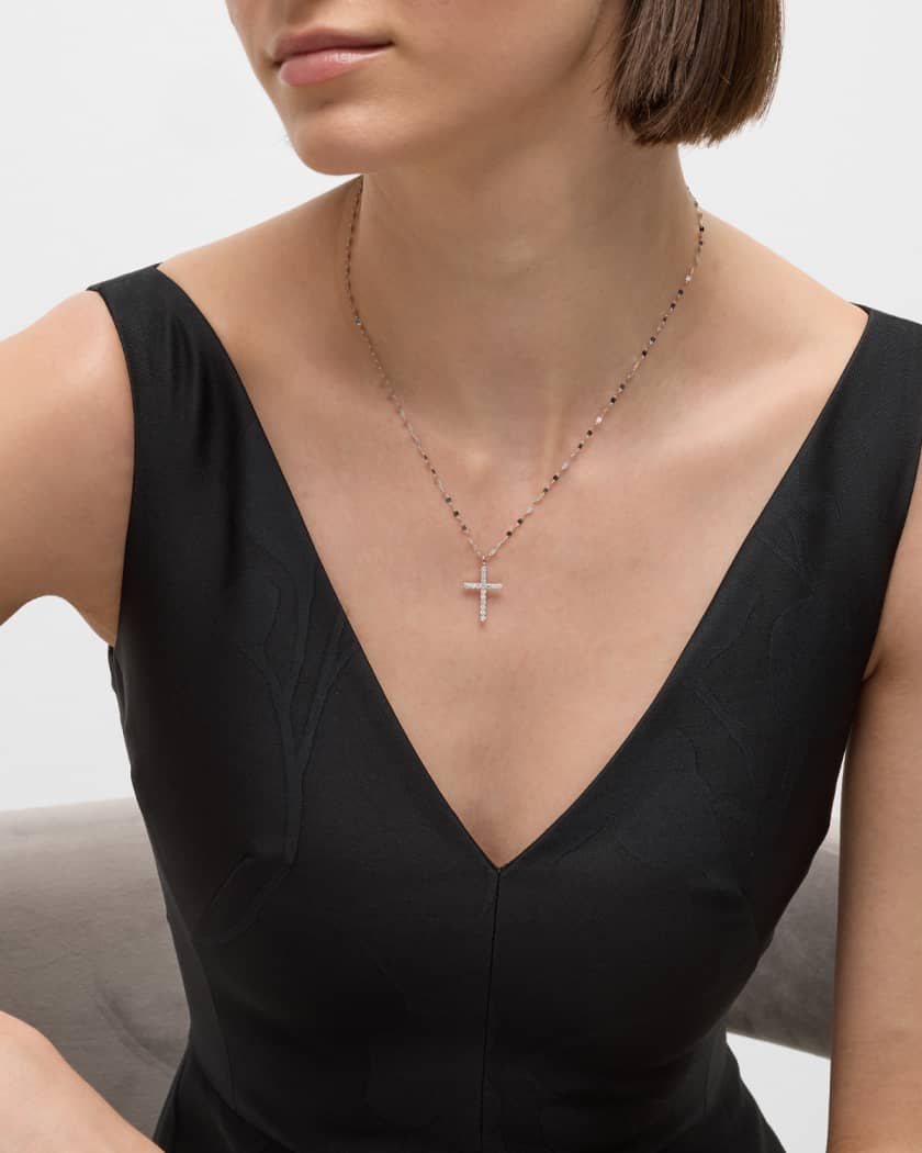 14K Yellow Gold Flawless Everyday Diamond Cross Necklace