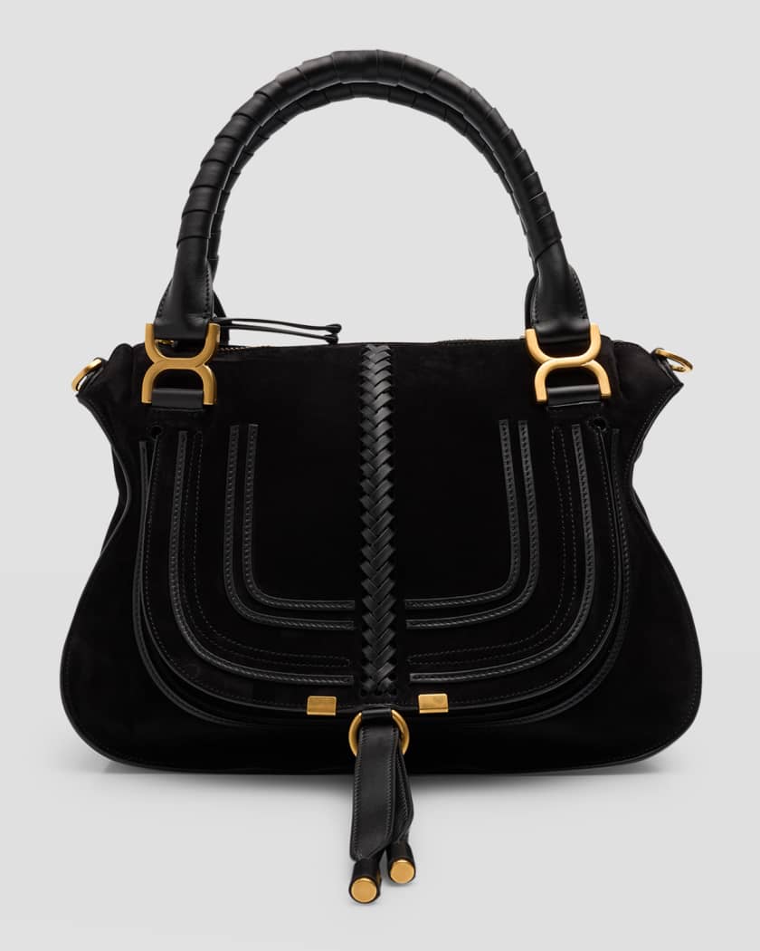 Chloe Marcie Medium Suede & Leather Satchel Bag