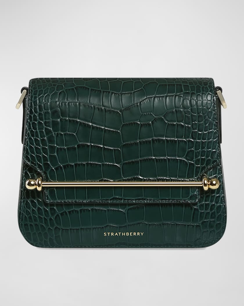 Strathberry, Bags, New Strathberry East West Mini Handbag Green Croc  Embossed