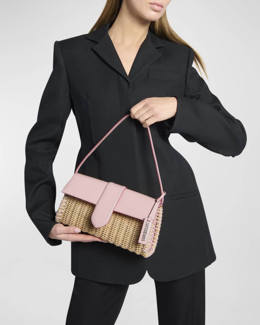 Jacquemus Le Bambino Long Osier Woven Shoulder Bag, Pale Pink, Women's, Handbags & Purses Shoulder Bags