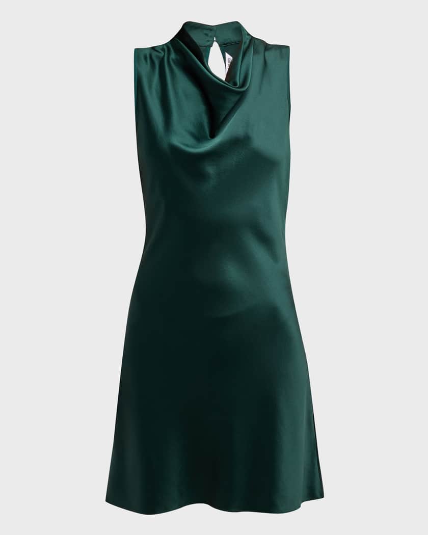 Maelle Silk Cowl Neck Sleeveless Mini Dress