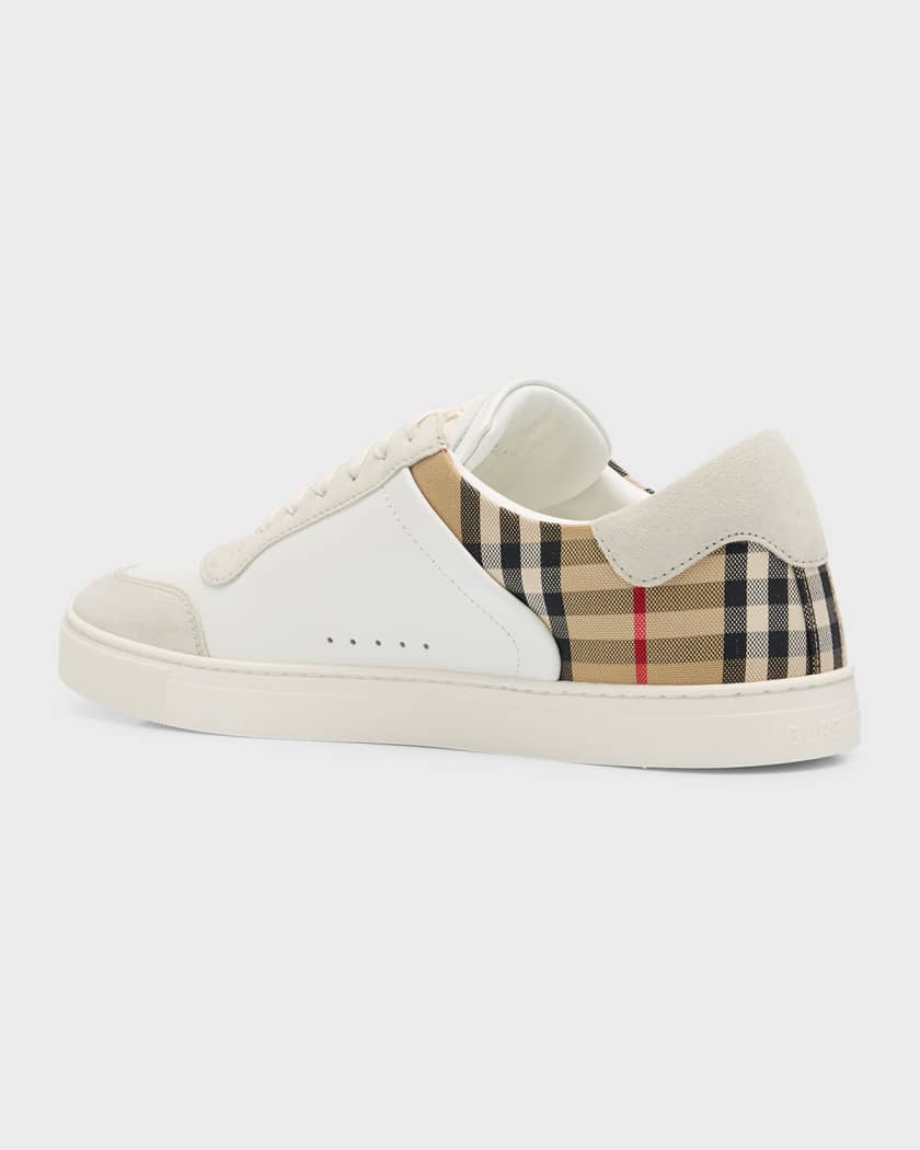 Men's Leather-Suede Check Sneakers