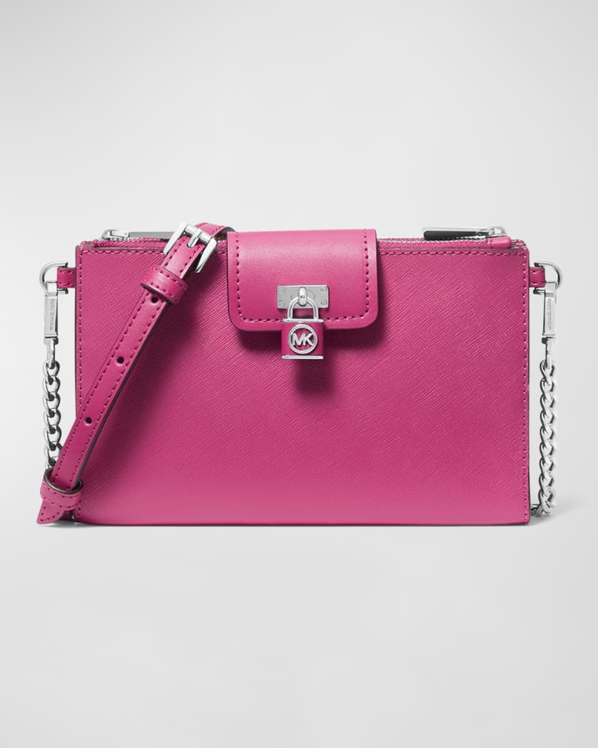 Michael Kors Ava Leather Convertible Satchel Crossbody Bag in Pink