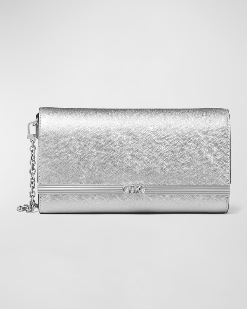 Michael Michael Kors Chelsea Large Leather Convertible Clutch - Silver