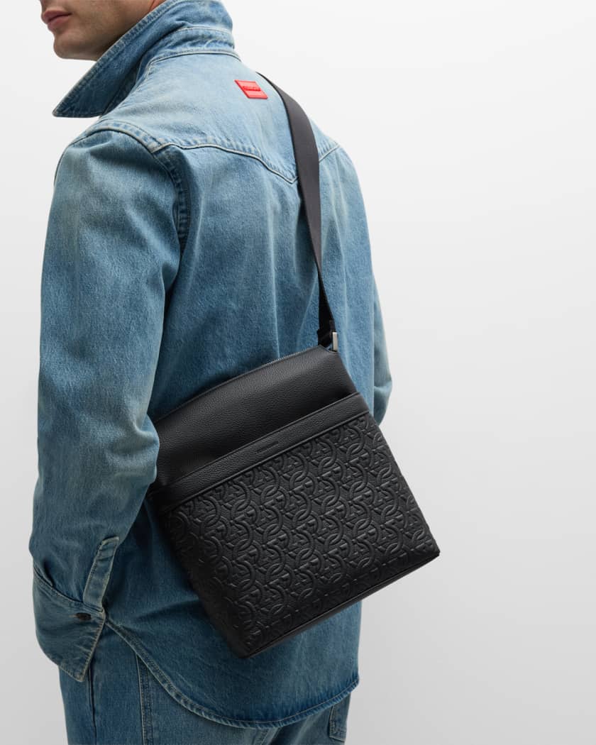 Men's Gancini Embossed Leather Crossbody Bag