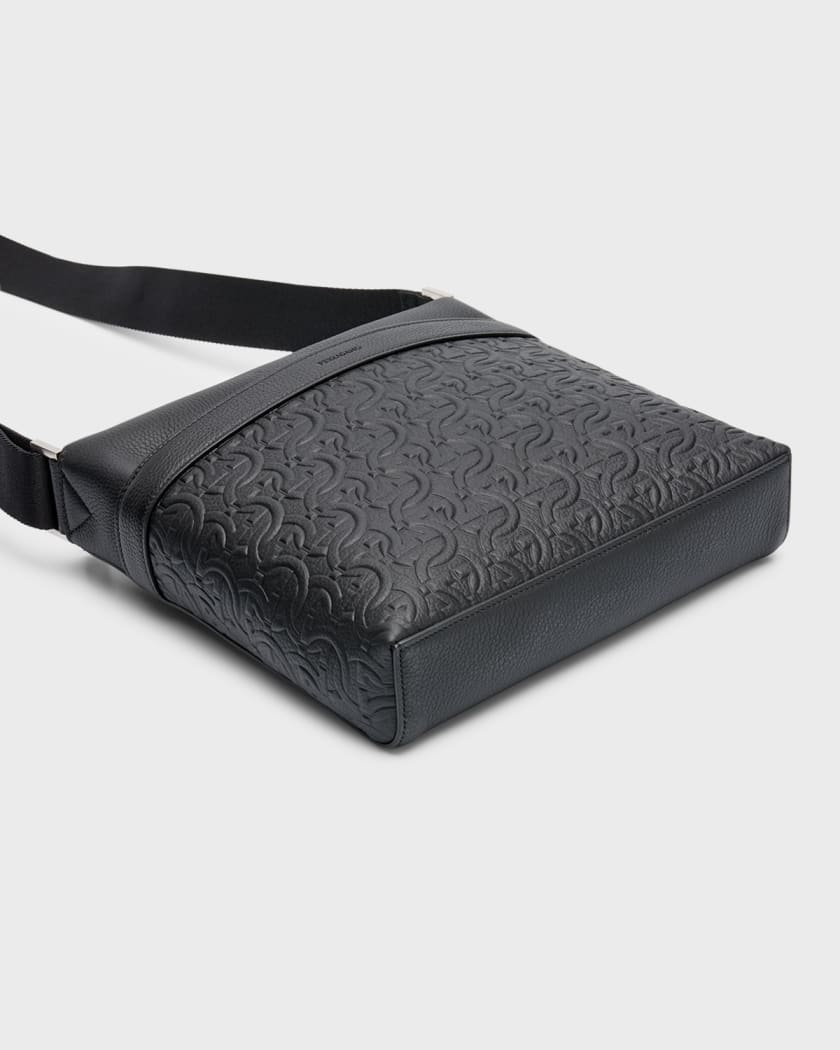 Men's Gancini Embossed Leather Crossbody Bag