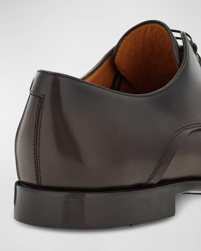 HUGO - Patent-leather Oxford shoes with stacked logo