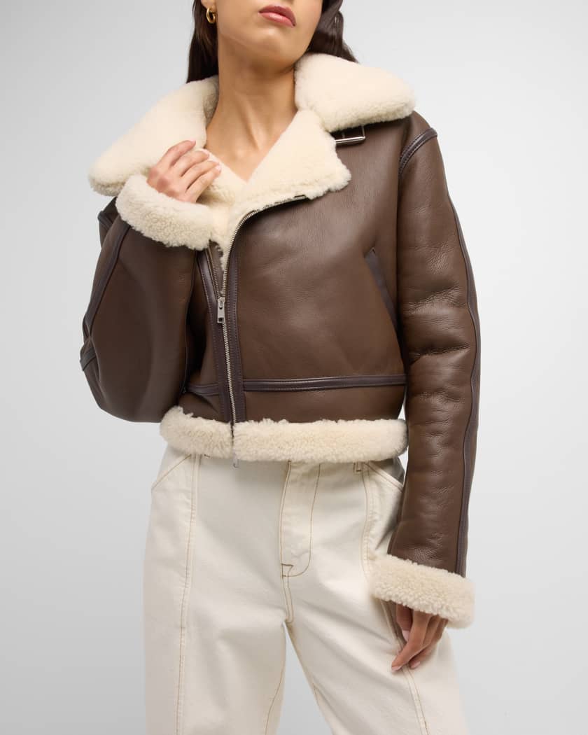 Crop shearling jacket on sale
