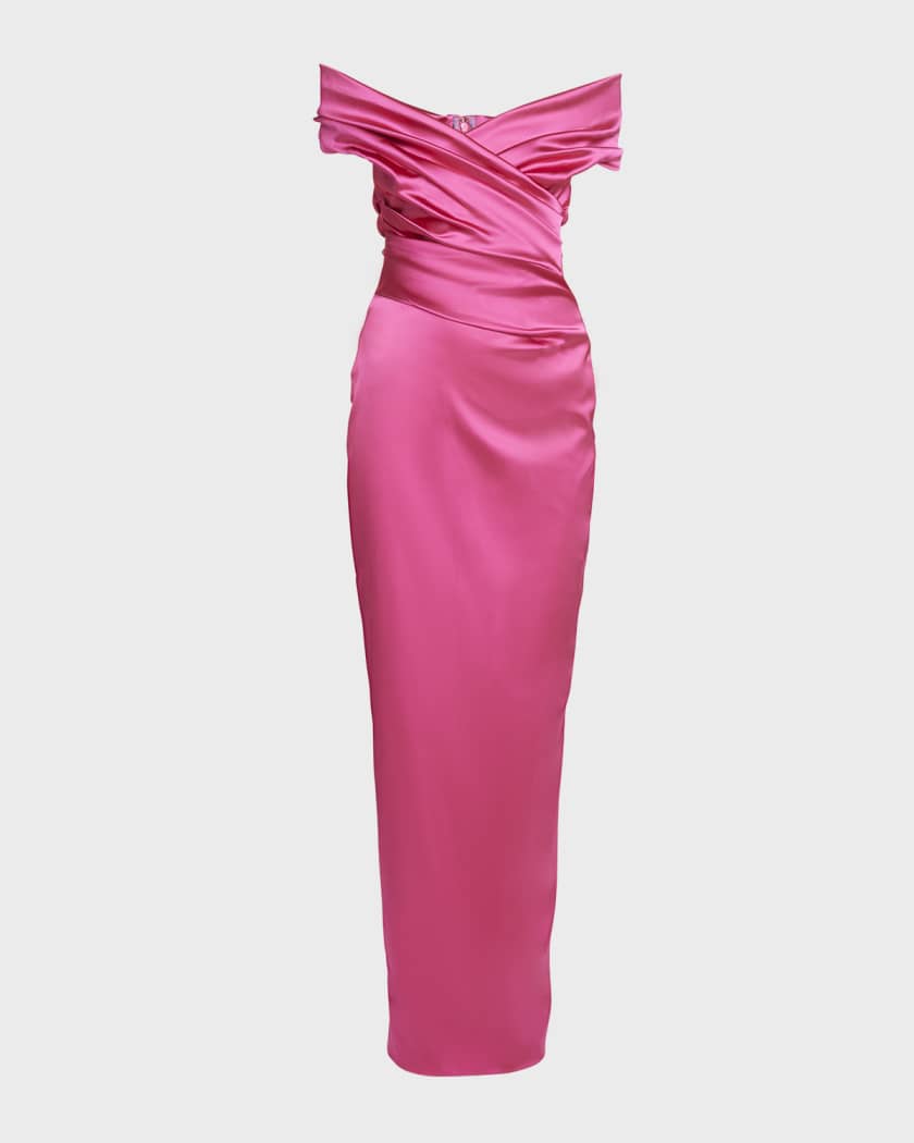 Talbot runhof shop stretch satin dress