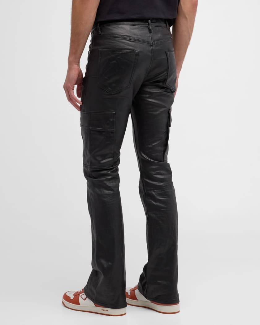 Men's Coated Cargo Flare Jeans