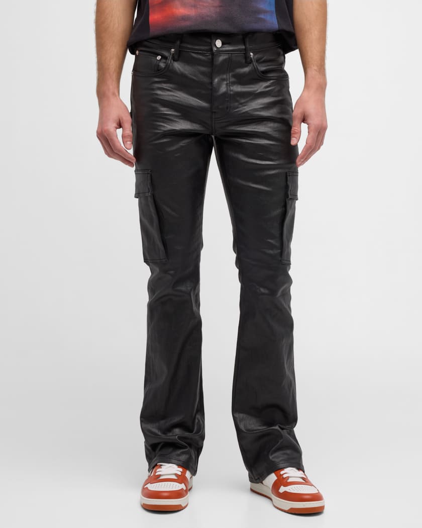 Men's Coated Cargo Flare Jeans