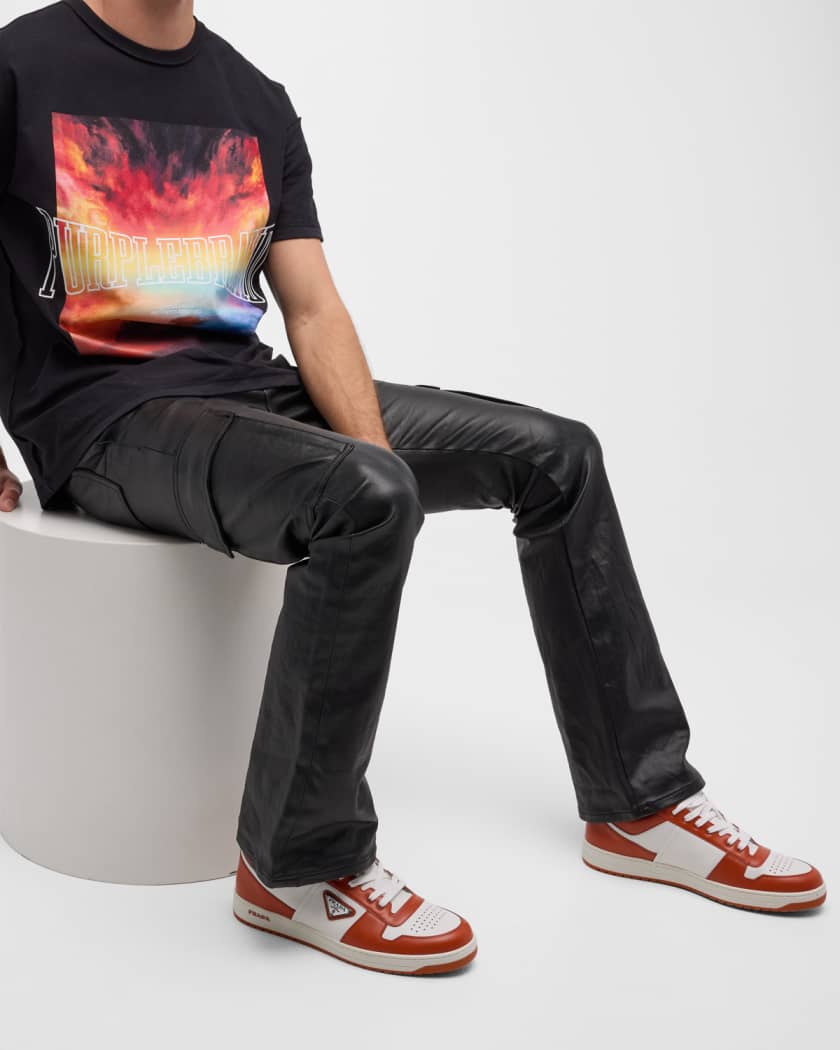 Men's Coated Cargo Flare Jeans