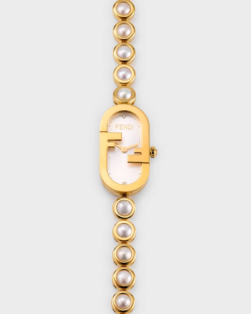 O'Lock Vertical Oval Bracelet Watch with Pearls