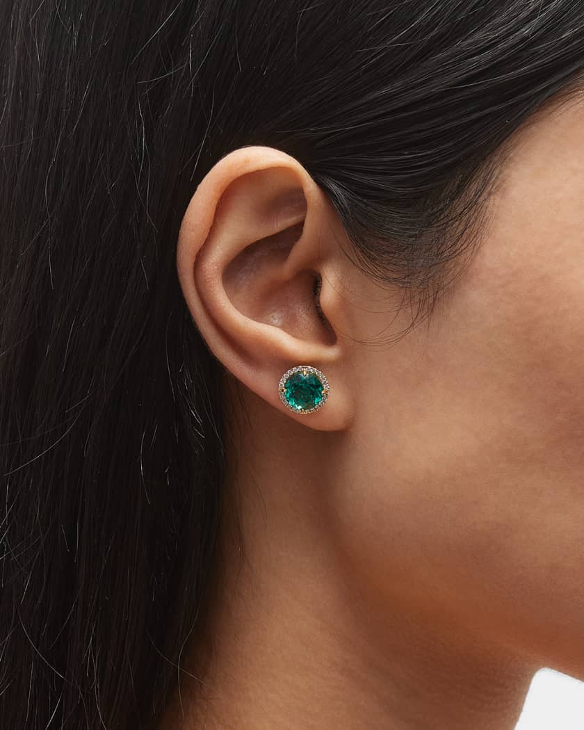 Emerald pierced earrings sale