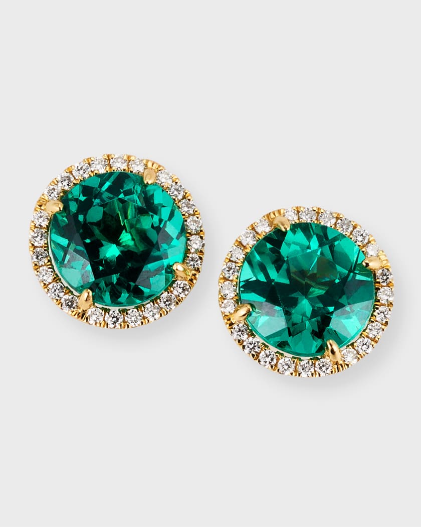 Lab created emerald on sale earrings in yellow gold