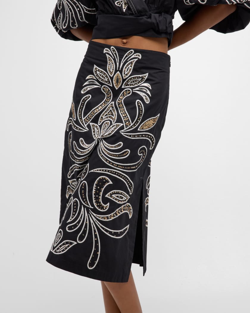 Embroidered sequin discount pencil skirt