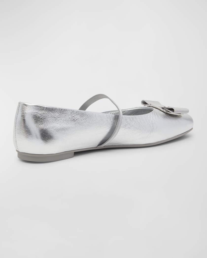 Zina Metallic Bow Mary Jane Ballerina Flats