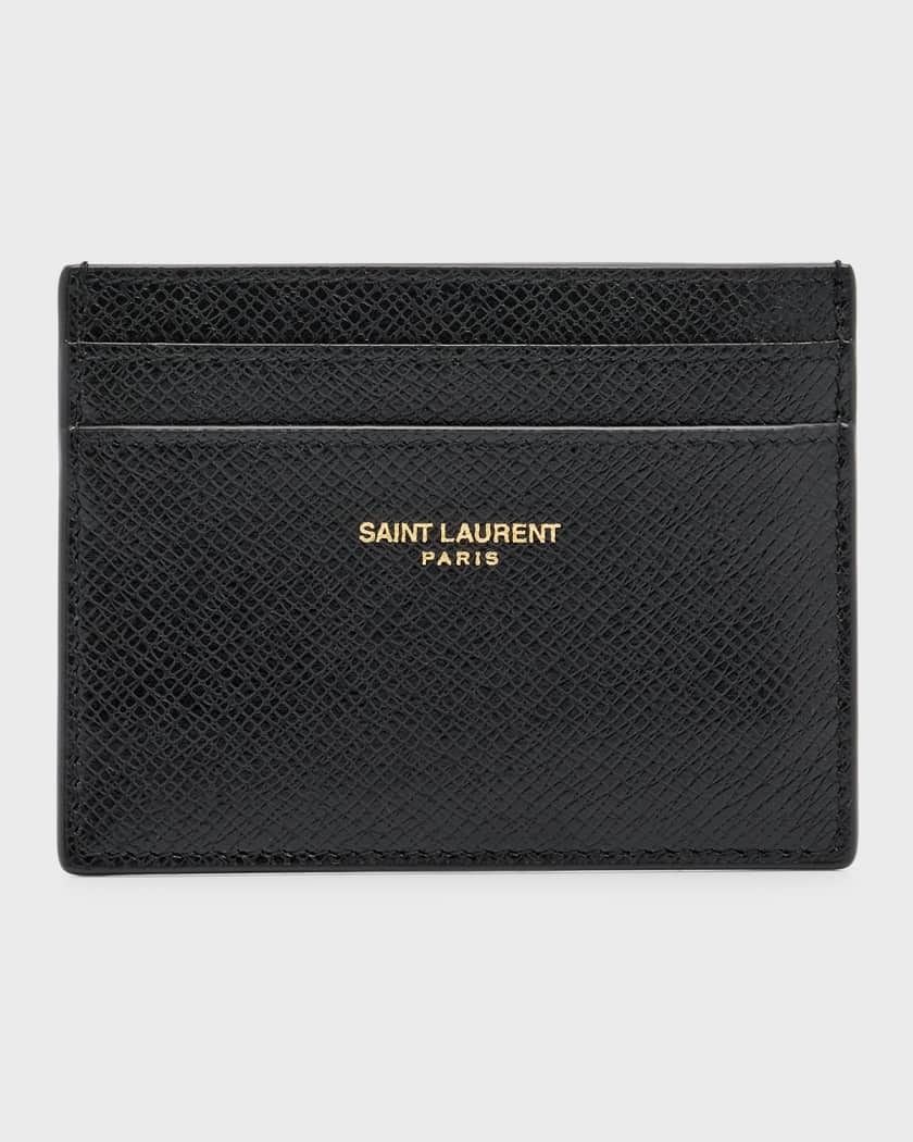 Pink YSL-plaque grained leather cardholder, Saint Laurent