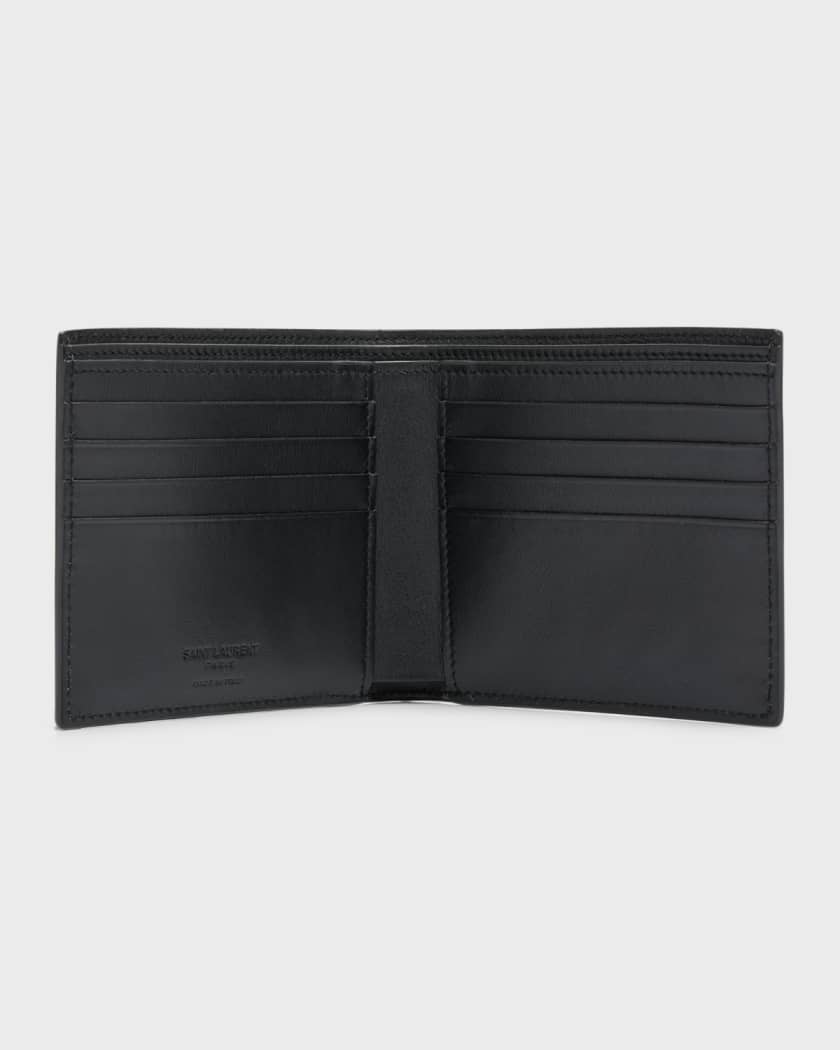 Saint Laurent Tiny Cassandre East/west Leather Wallet in Gray for Men