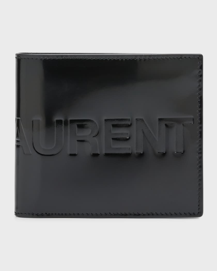 Logo Plaque Leather Wallet in Green - Saint Laurent