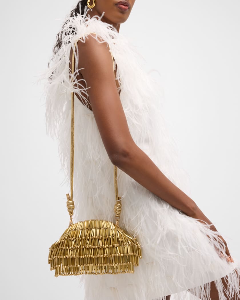 Embellished Leather Fringe Bag