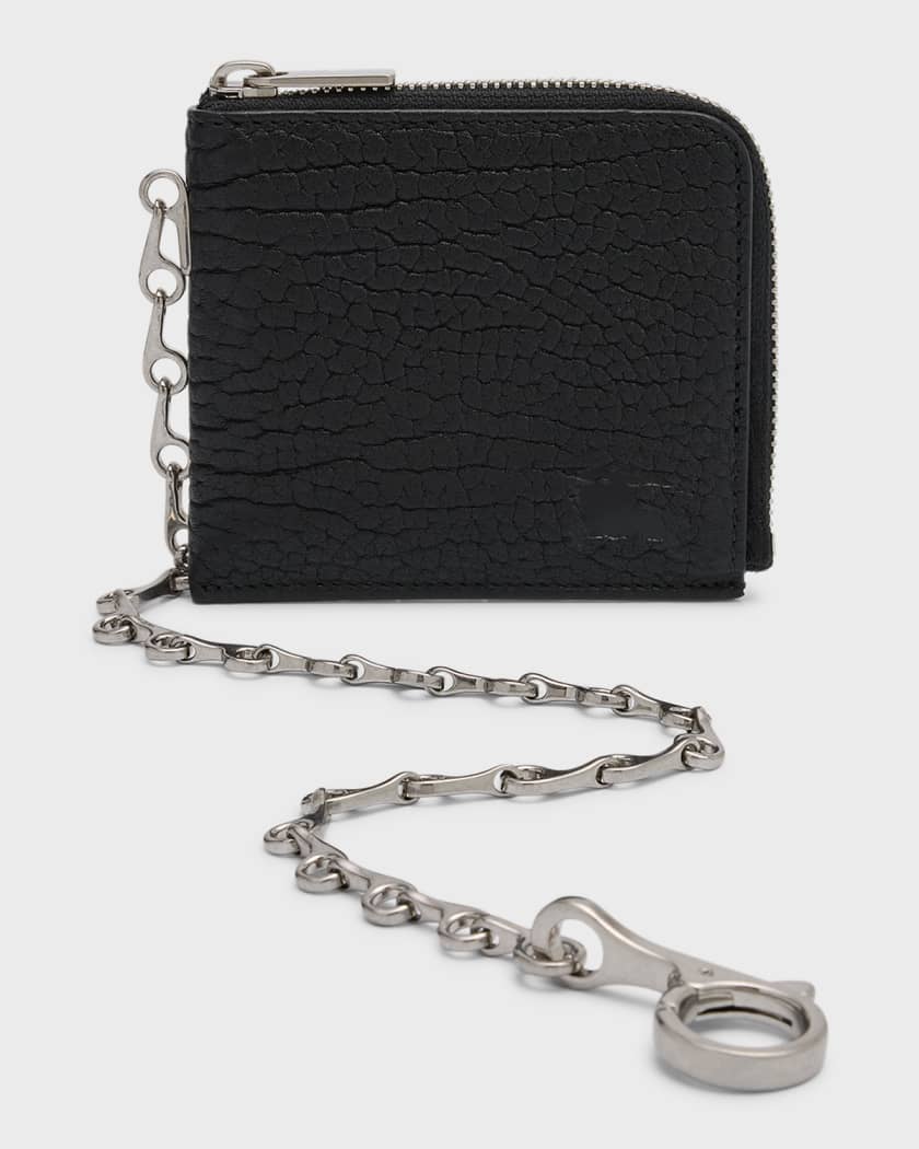 Leather Wallet On Chain in Black - Burberry