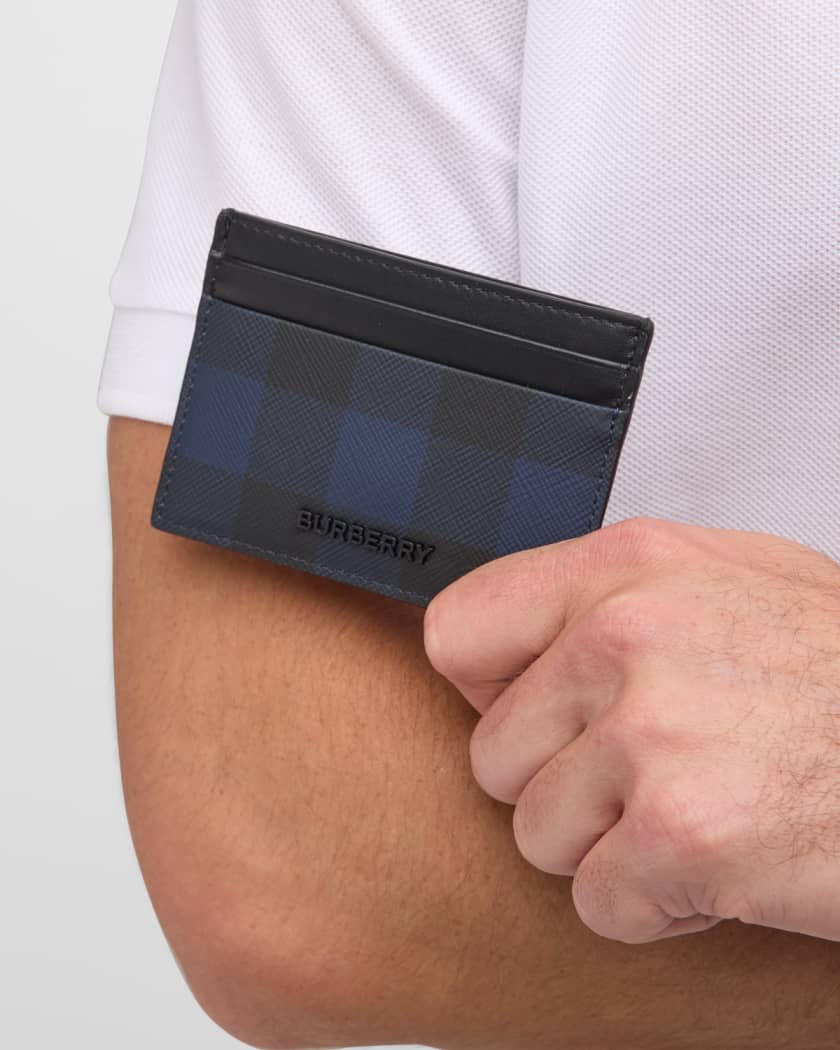 Burberry Men's Sandon Check Leather Card Holder