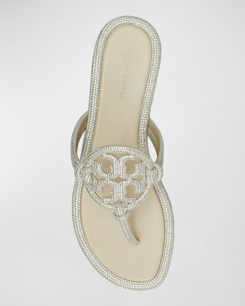 Tory Burch Miller Pave Logo Thong Sandals | Neiman Marcus