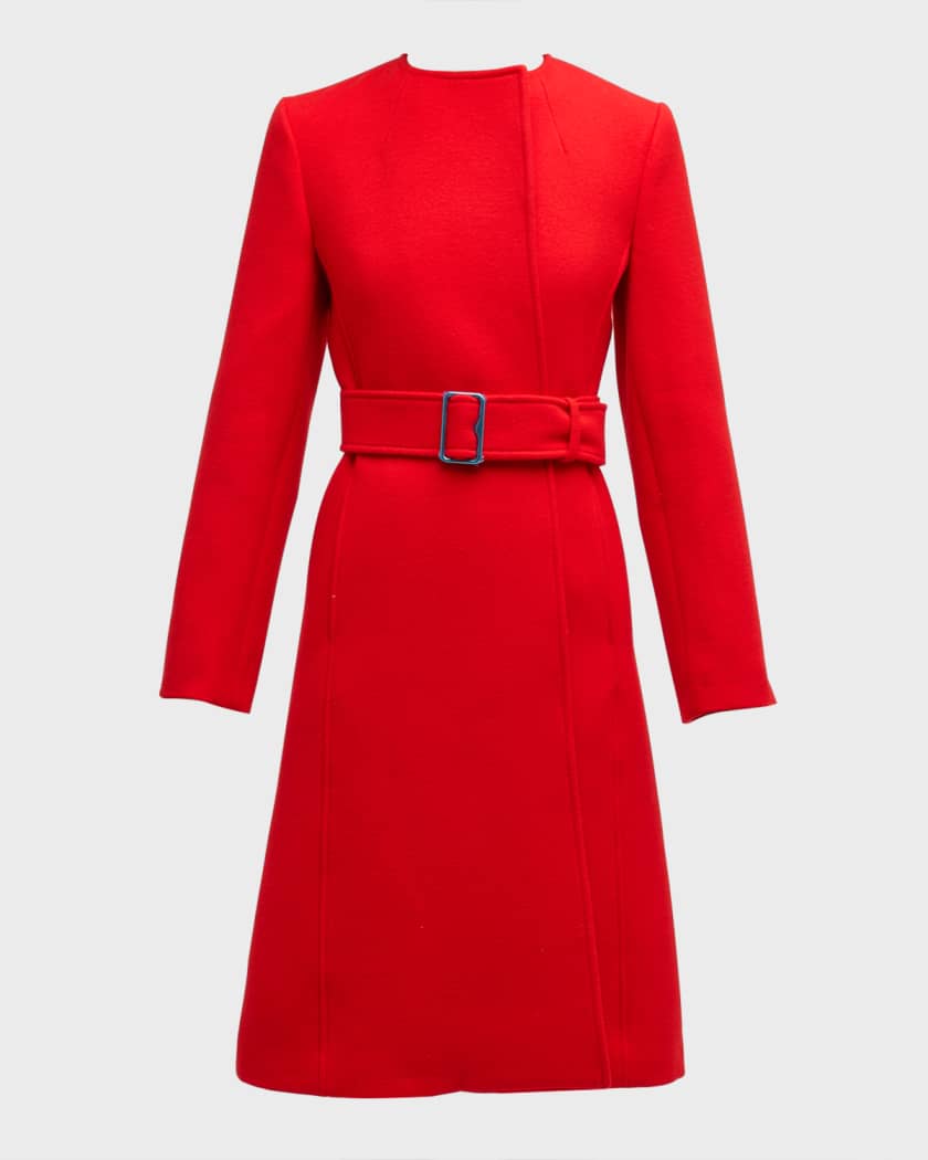 Burberry Merino Wool Belted Overcoat Neiman Marcus