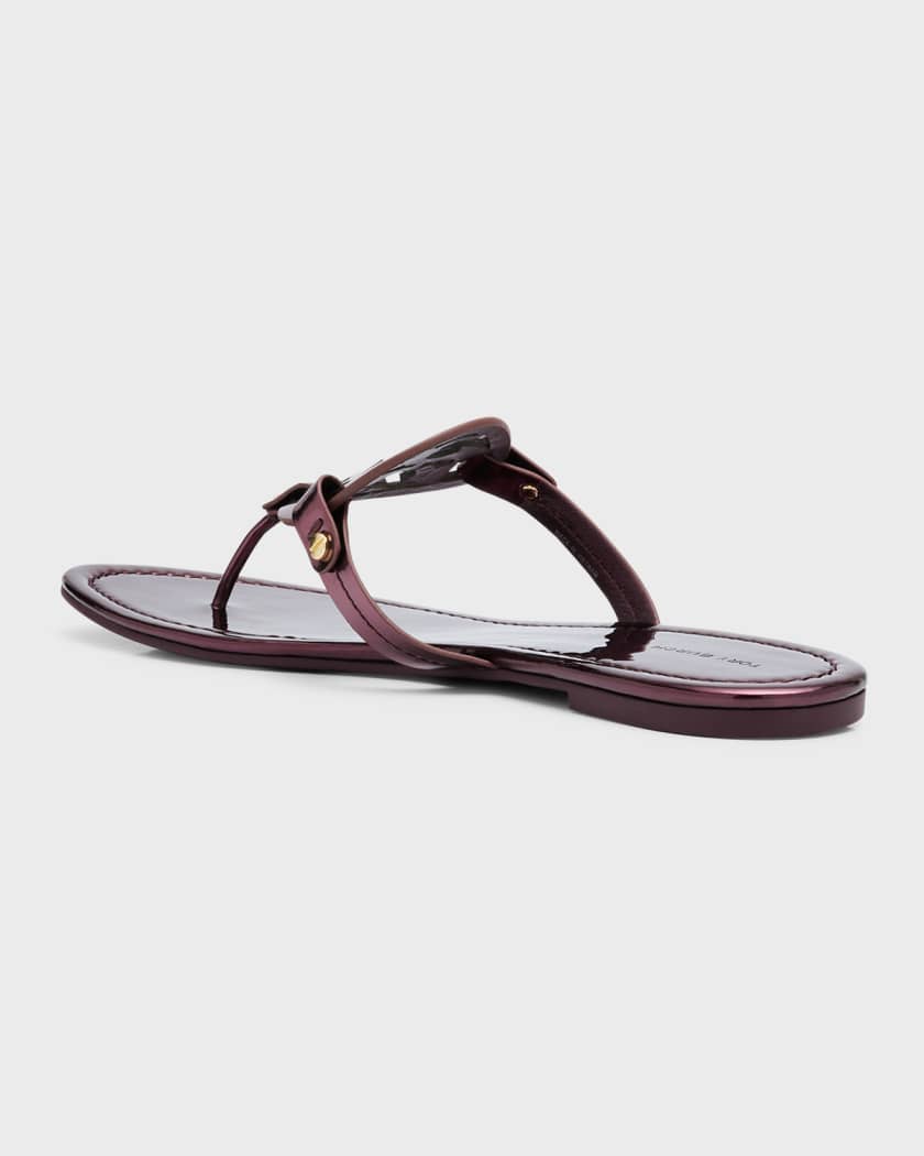 Tory Burch Womens Metal Miller Leather T-Strap Thong Sandals