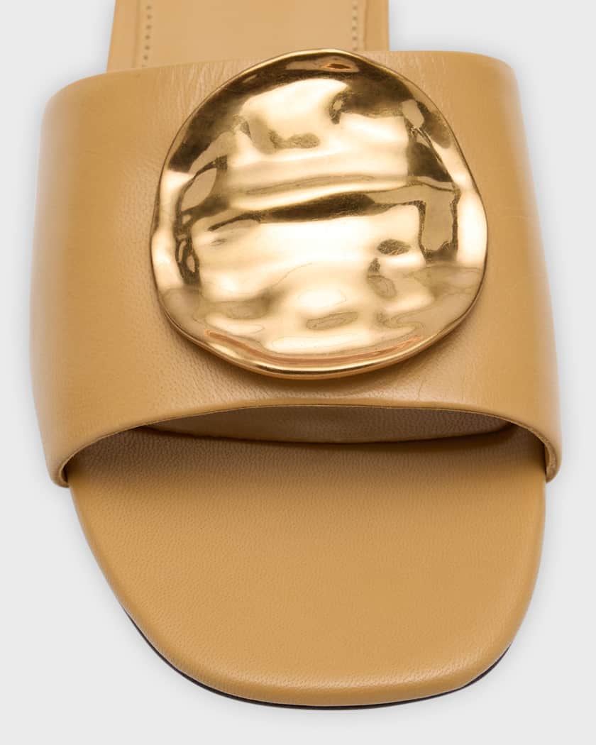 Tory Burch Patos Disc Leather Slide Sandals Neiman Marcus