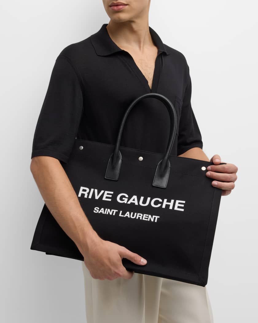 Saint Laurent N/S Raffia Rive Gauche Tote Bag