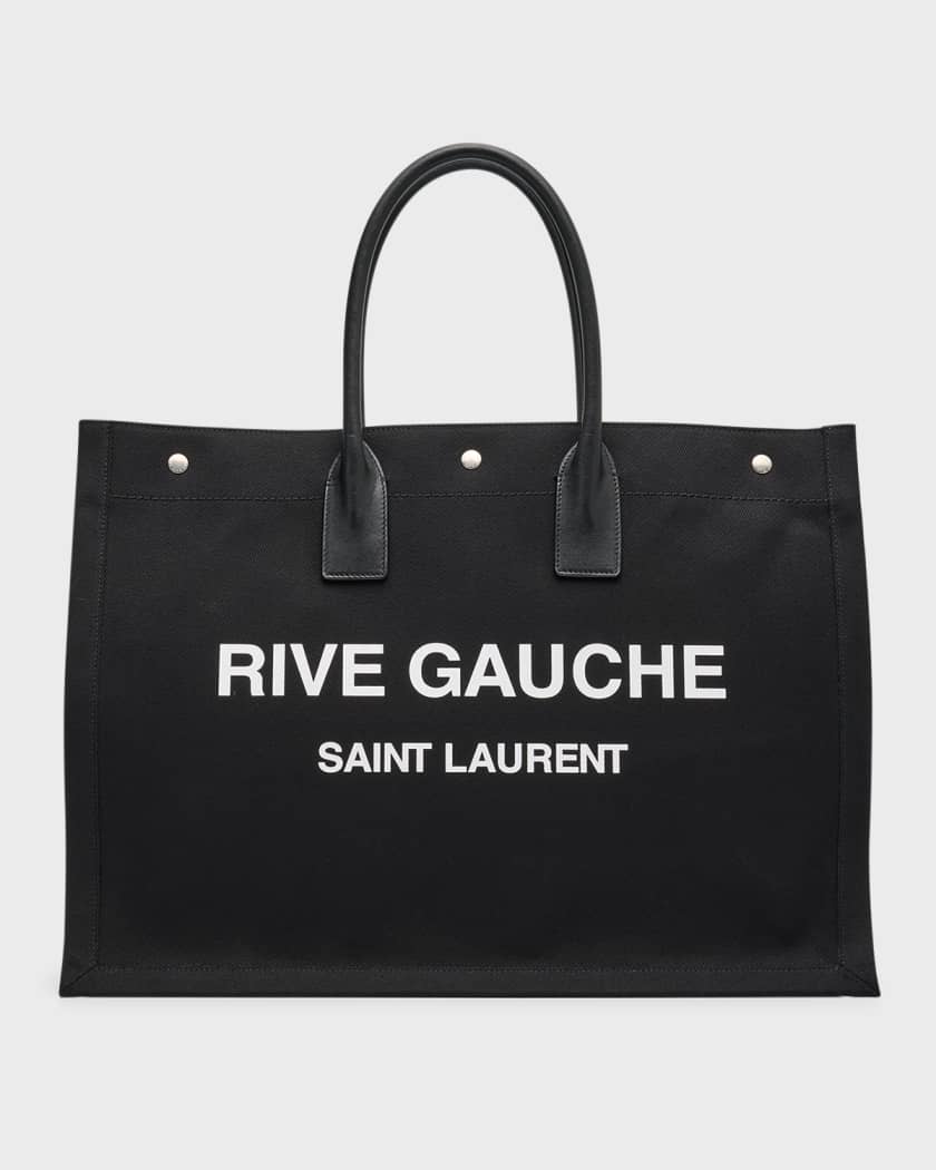 Yves Saint Laurent Tote Bag logo color black outside canvas inside nylon