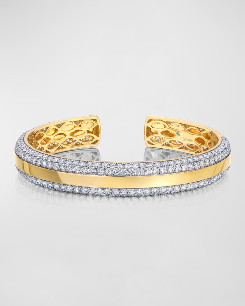 3 Diamond Cuff Bracelet Yellow Gold