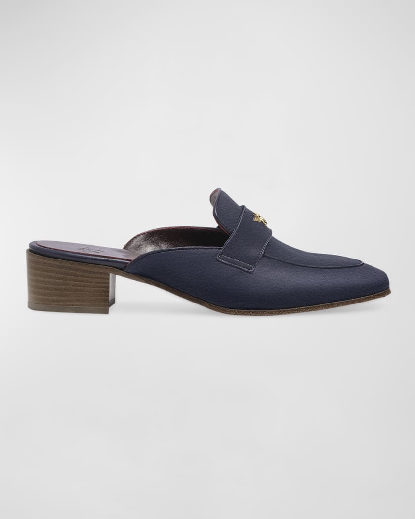 Leather Medallion Loafer Mules