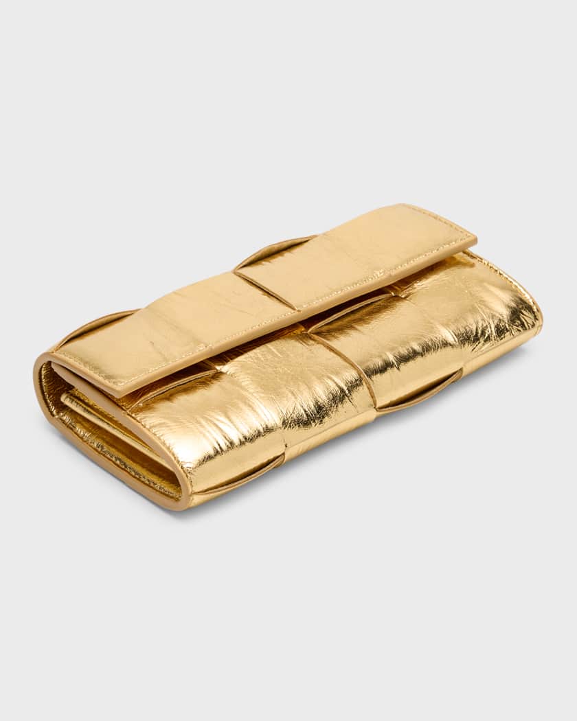 Bottega Veneta Cassette Pochette in Leather Black Gold