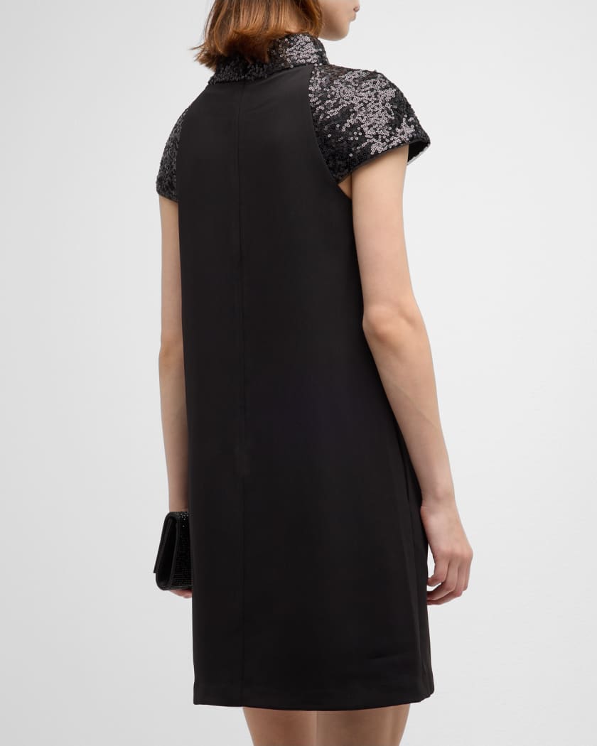  Badgley Mischka Women's Shoulder Scuba Dress, Black, 8