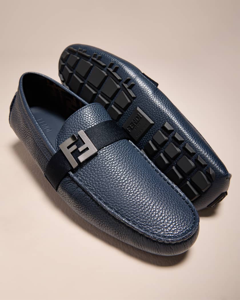 Fendi FF-plaque leather loafers - Black