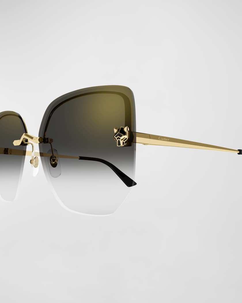 Panther Rimless Metal Alloy Butterfly Sunglasses 