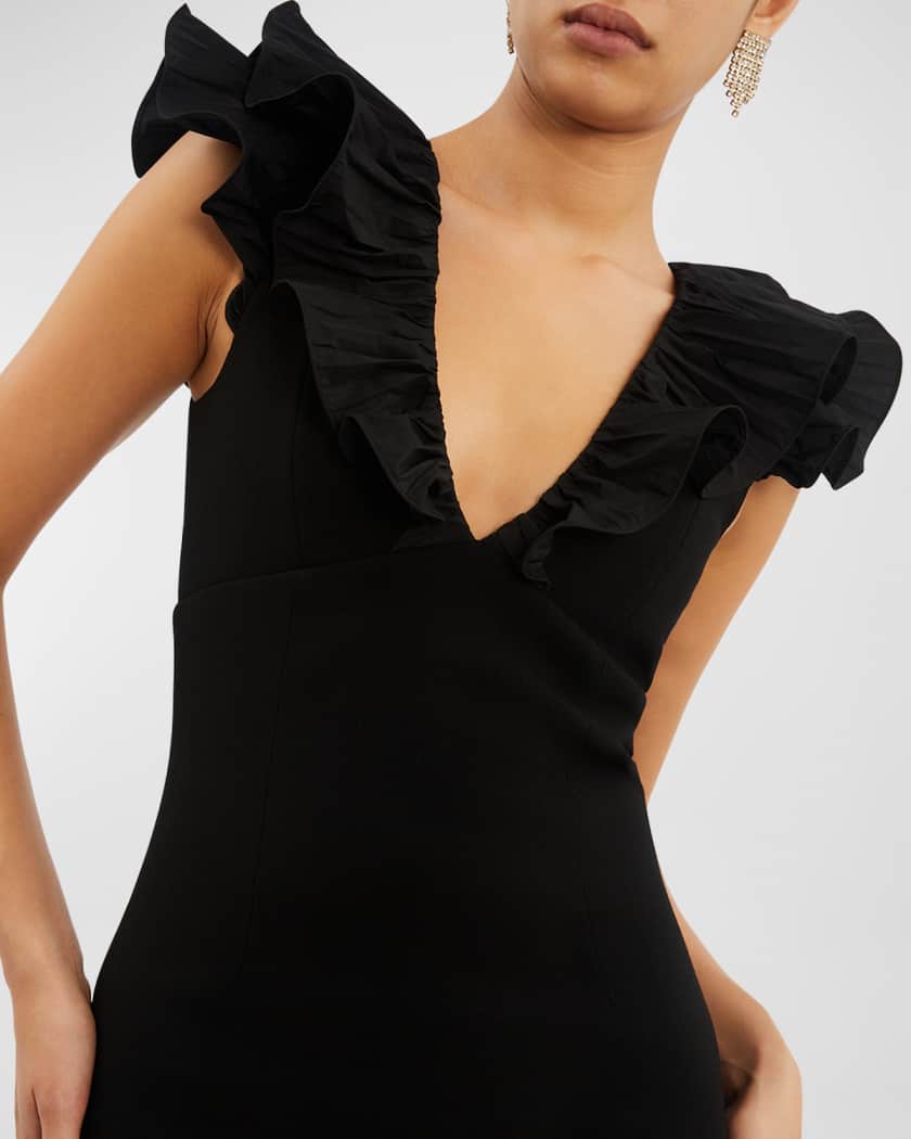 Chloe Sleeveless Ruffle Trim Midi Dress