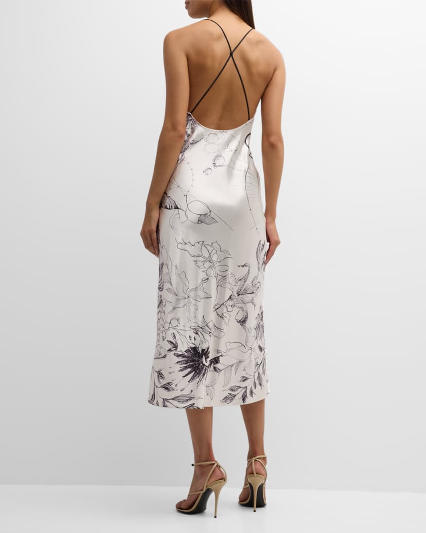 Jason Wu Collection Cosmic Floral Print Satin Slip Dress Neiman Marcus