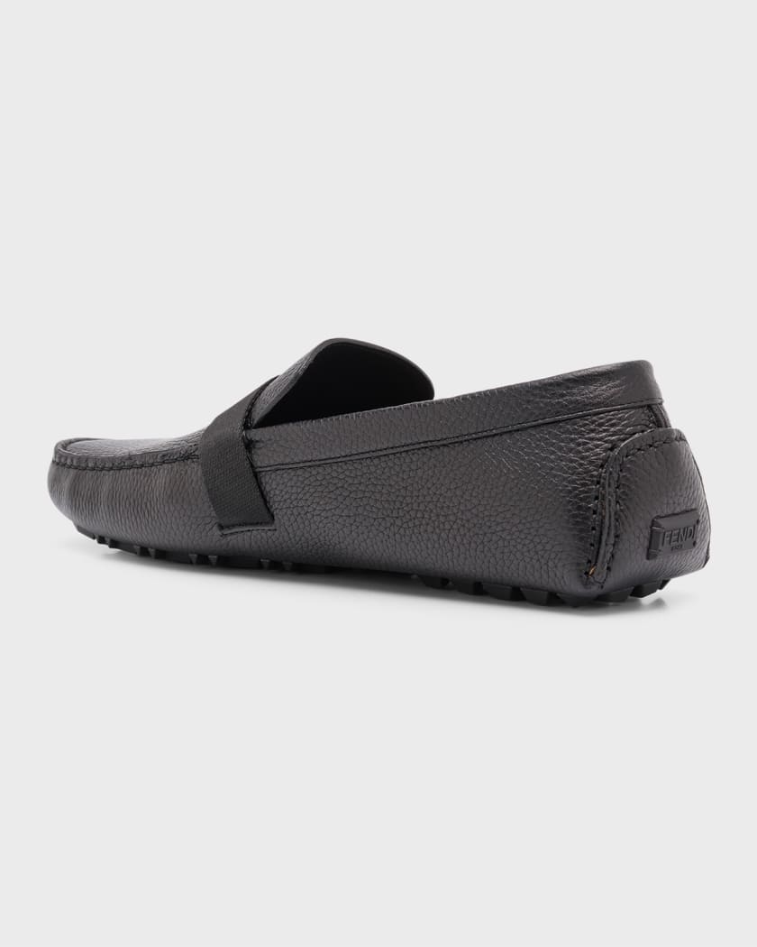 Men's FF-Buckle Leather Driving Shoes