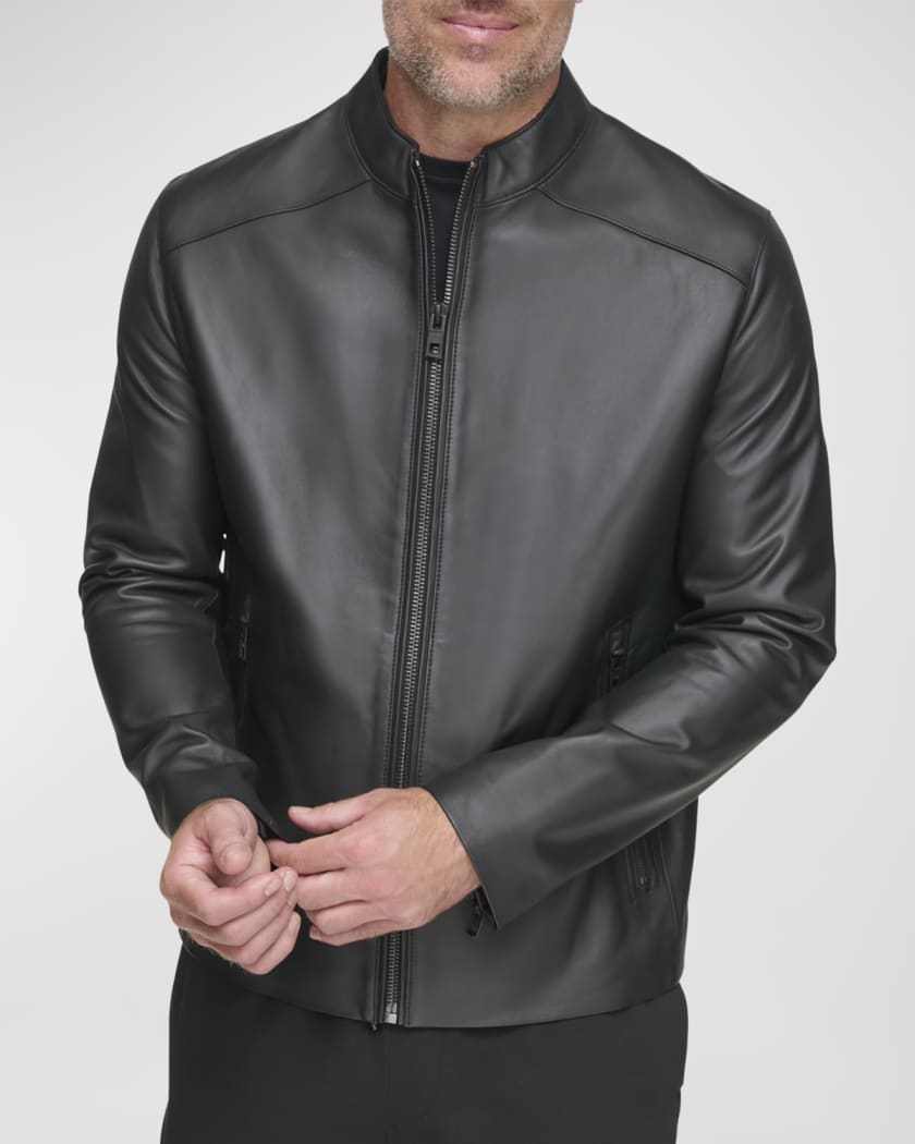 Andrew marc faux leather jacket top